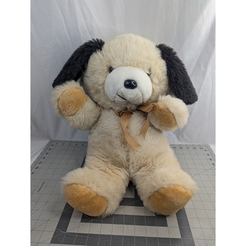 Fairview Tan Dog Puppy Plush 21 Inch Black Ears Stuffed Animal Toy